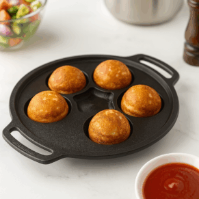 CAST IRON MINI UTTAPAM PAN(SEASONED)5PITS