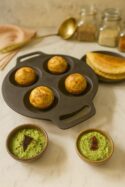 CAST IRON MINI APPAM PAN(SEASONED)4PITS