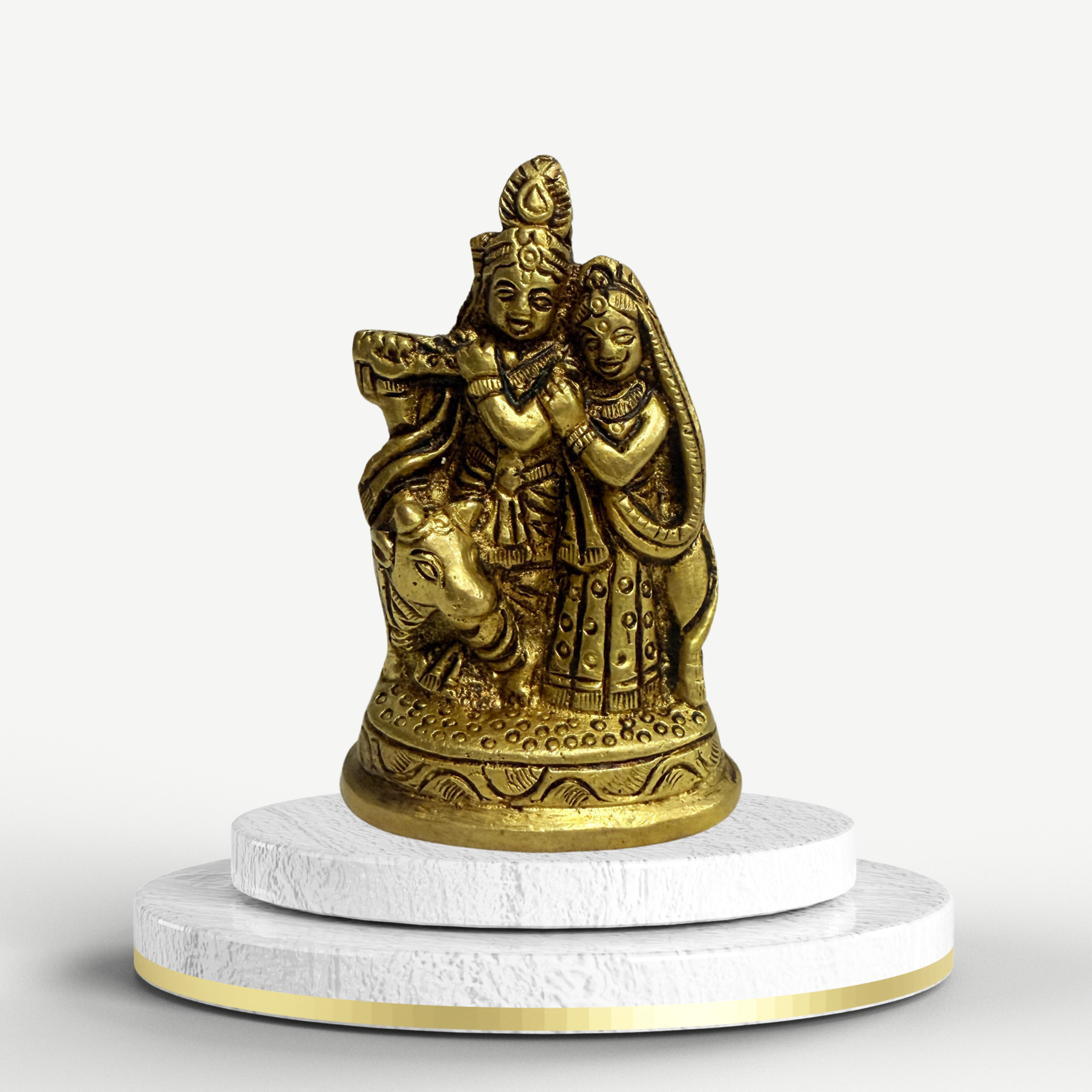 Radha Krishna with Cow Idol