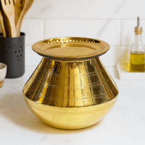 PURE BRASS PONGAL PANAI/THEKSA WITH LID(TIN COATED)