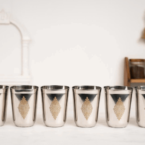 STAINLESS STEEL LASER DESIGNER TUMBLER SET OF 6PCS