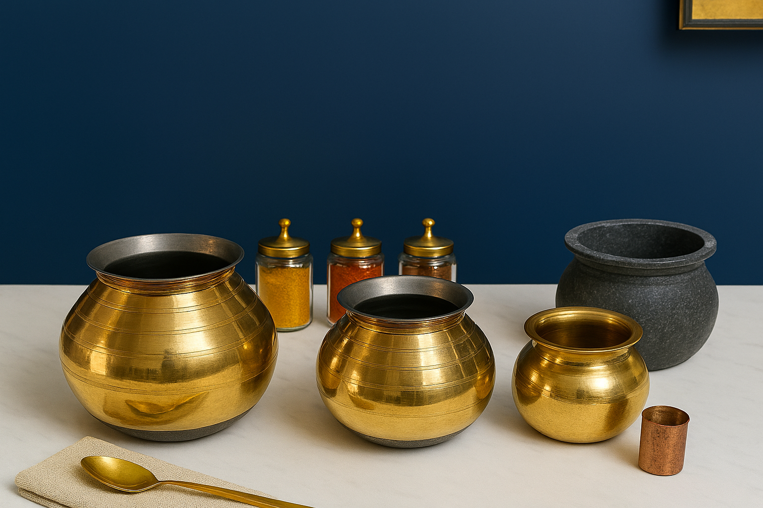 PURE BRASS PONGAL URULI/POT WITH LID(TIN COATED) - Image 5