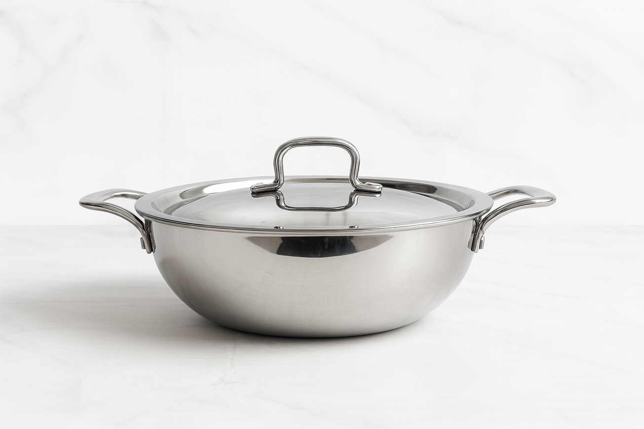 PLATINUM TRIPLY STAINLESS STEEL KADAI LARGE 28CM|