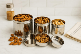 STAINLESS STEEL CANISTER/STORAGE CONTAINER SET OF 3