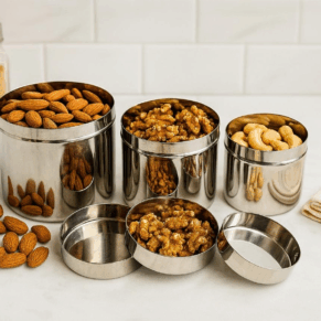 STAINLESS STEEL CANISTER/STORAGE CONTAINER SET OF 3