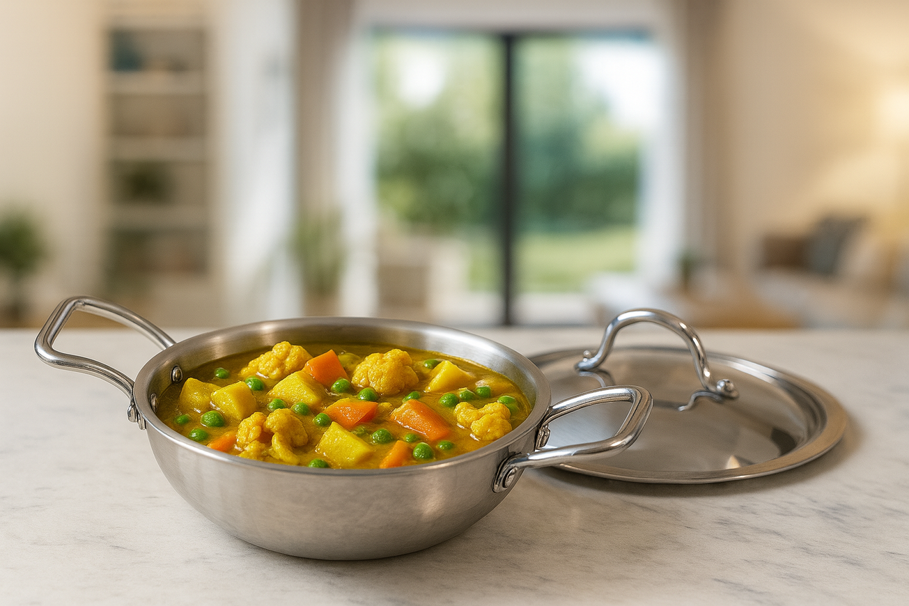 PLATINUM TRIPLY STAINLESS STEEL KADAI LARGE 28CM| - Image 3