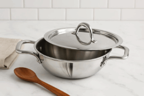 PLATINUM TRIPLY STAINLESS STEEL KADAI 16CM|18CM|20CM