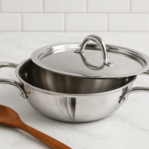 PLATINUM TRIPLY STAINLESS STEEL KADAI 16CM|18CM|20CM