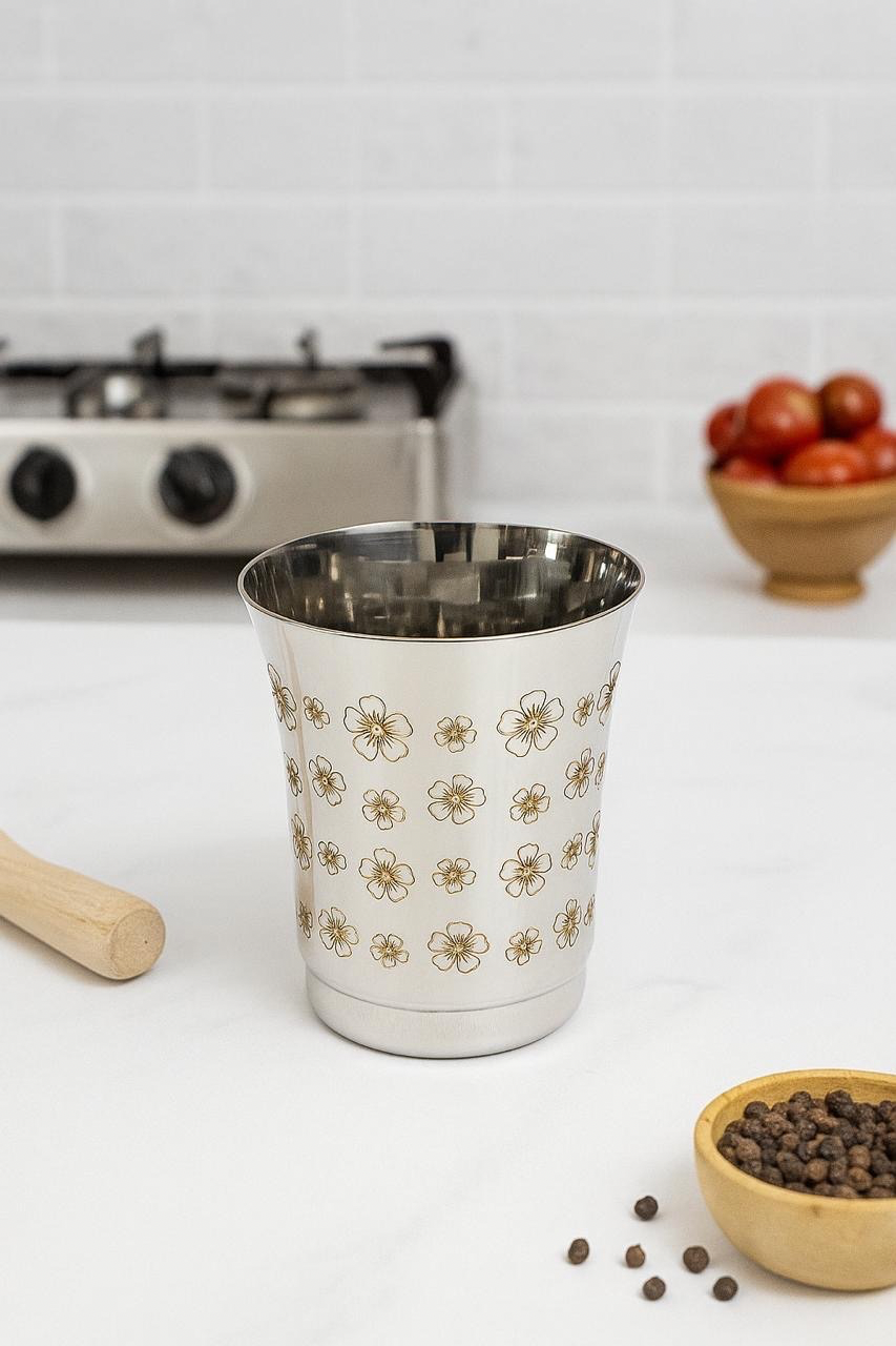 STAINLESS STEEL FLOWER DESIGNER TUMBLER SET OF 6PCS - Image 2