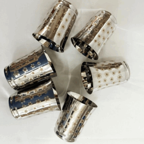 STAINLESS STEEL FLOWER DESIGNER TUMBLER SET OF 6PCS
