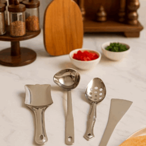 PREMIUM STAINLESS STEEL SERVING/COOKING/TURNER LADLES SET OF 4PCS