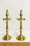 PURE BRASS KUTHU VILAKU/DIYA(KERLA FANCY)LARGE SET OF 2PCS