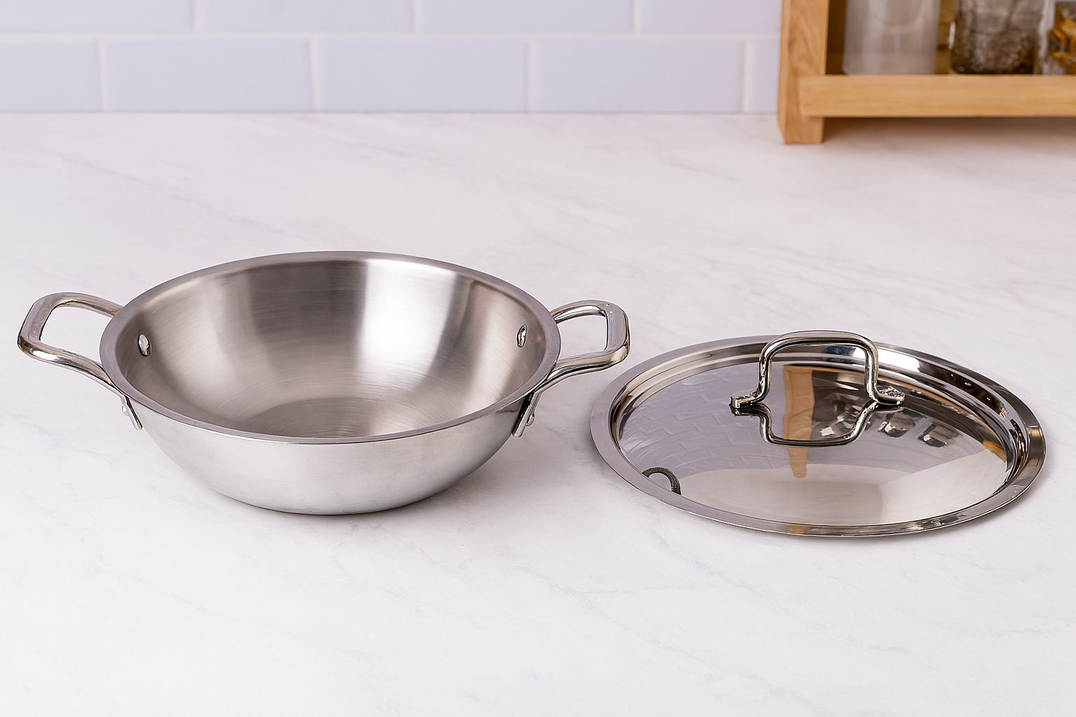 KITCHENBAY TRIPLY DUO | KADAI2.1L+FRYPAN900ML (4PCS) - Image 4