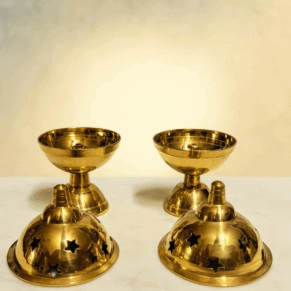 PURE BRASS NANDHA VILAKU/DIYA SET OF 2PCS