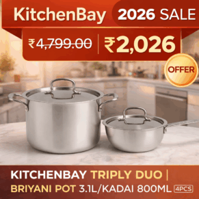KITCHENBAY TRIPLY DUO | BRIYANI POT3.1L/ WOKPAN 800ML(4PCS)