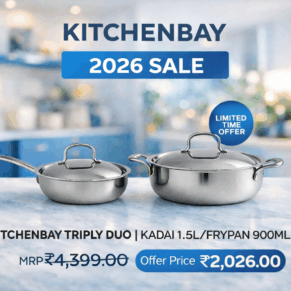 KITCHENBAY TRIPLY DUO | KADAI 1.5L/FRYPAN 900ML (4PCS)