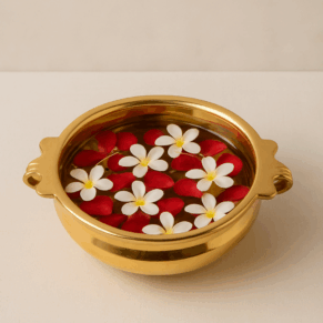 PURE BRASS DECORATIVE URLI/URULI 12 INCH HANDCRAFTED BOWL FOR FLOATING FLOWERS