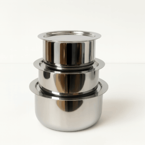 Kitchenbay Triply Stainless Steel Topes Size 14 |16 |18 PREMIUM QUALITY SETS WITH SS LIDS