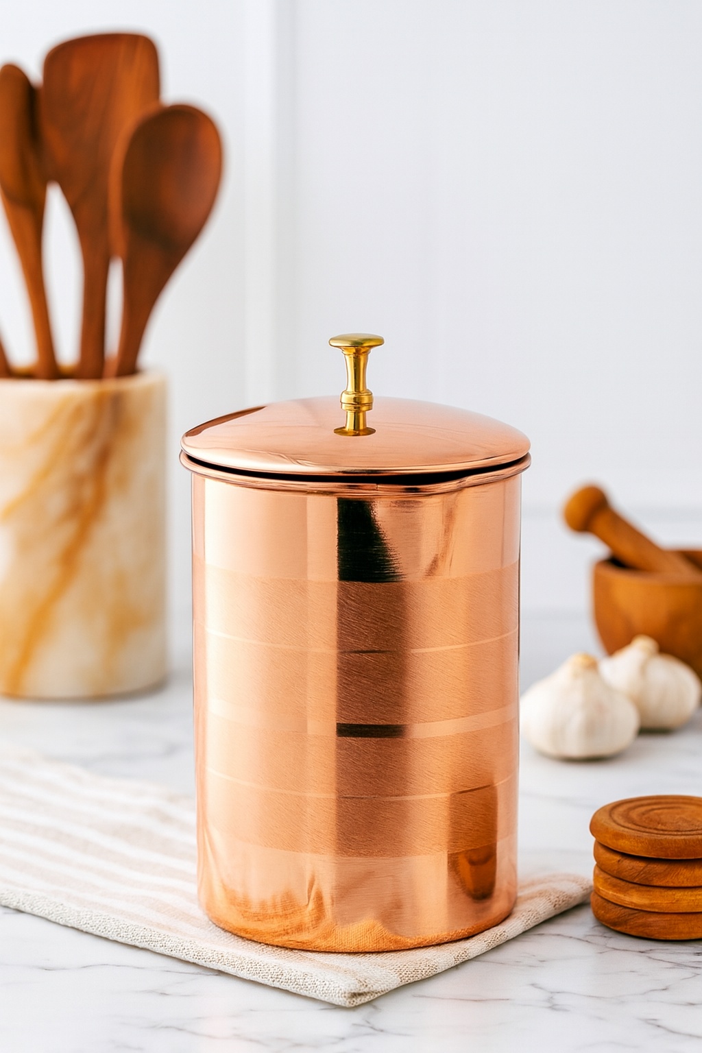 PURE COPPER WATER JUG | PREMIUM LUXURY LINE WITH COPPER LID - Image 2