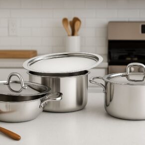 KITCHENBAY TRIPLY TRIO| BRIYANIPOT2.1L/ KADAI800ML/ TOPS1.1L (6PCS)