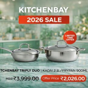 KITCHENBAY TRIPLY DUO | KADAI2.1L+FRYPAN900ML (4PCS)
