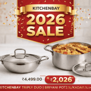 KITCHENBAY TRIPLY DUO | BRIYANI POT2.1L/KADAI1.1L(4PCS)