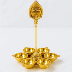 ARUMUGA VEL VILAKKU-7Inch| BRASS OIL LAMP DIYA SET