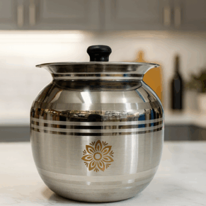 Kitchenbay Stainless Steel Pongal Panai with Lid – Matt Finish
