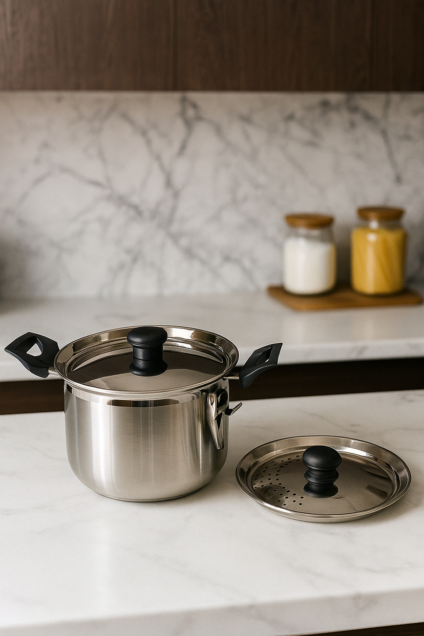 Anna Paathiram/ Stainless Steel Strainer Large With Two Lids - Image 4