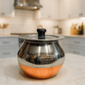 Kitchenbay Copper Base Pongal Pot with Lid – Traditional Festive Panai