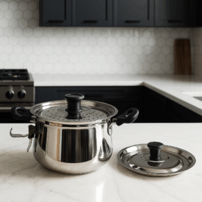 Anna Paathiram/ Stainless Steel Strainer Regular Size With Two Lids