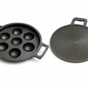 Cast Iron Dosa Tawa 11 Inch + Paniyaram Pan 7 Pits | Seasoned South Indian Cookware