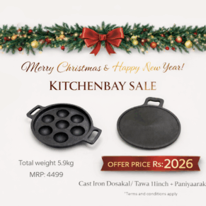 Cast Iron Dosa Tawa 11 Inch + Paniyaram Pan 7 Pits | Seasoned South Indian Cookware