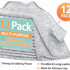 Kitchenbay Non-Scratch Steel Wire Dish Cleaning Cloth – 12 Pcs Pack
